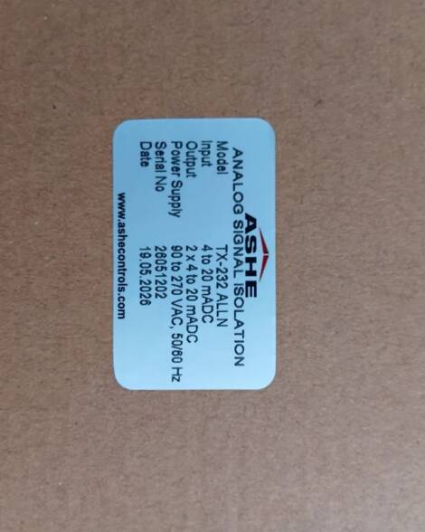 TRANSDUCER ASHE TX232 Analog signal isolation