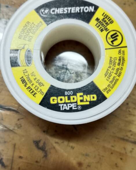 Seal Tape 1/2 x 540 in. / 12,7mm x 13,72m Chesterton 800 GoldEnd Tape